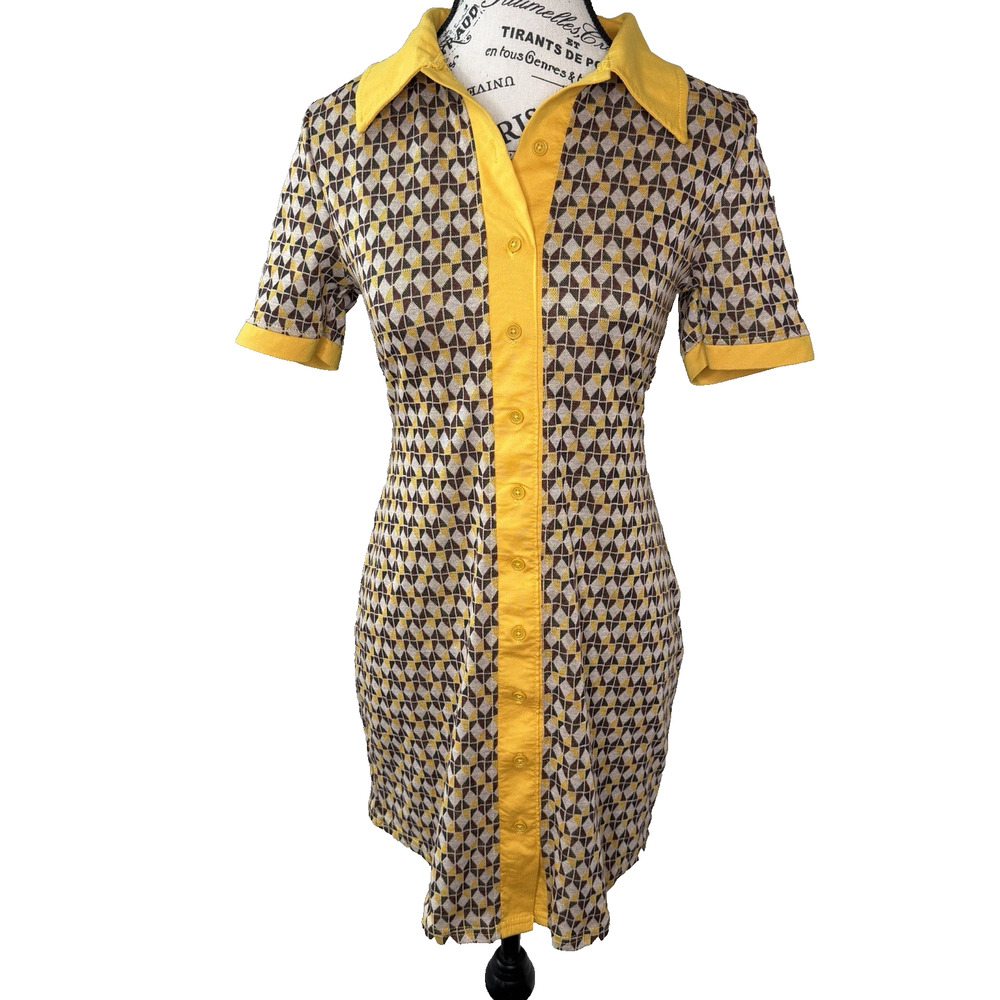 Like An Angel Short Pullover Dress Med Multicolor Geometric Pattern Retro